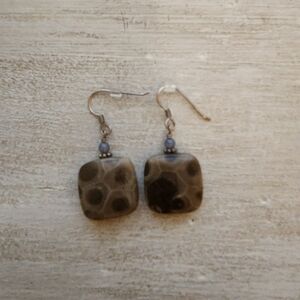 Genuine petoskey stone earrings